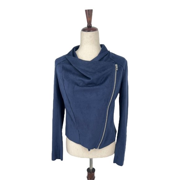 BlankNYC Faux Suede Drape Front Jacket | Extra Small - Picture 2 of 7